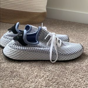 White and Blue Adidas Deerupt Runner
